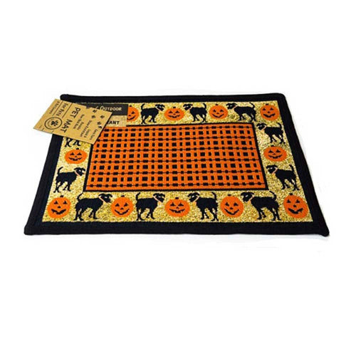 PB Paws & Co. Tapestry Pet Mats, Puppies & Pumpkins Pattern